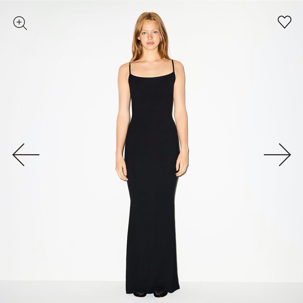 Skims Black Long Slip Dress - Picture 2 of 6
